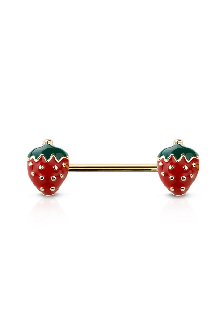 14G SURGICAL STEEL STRAWBERRY 9/16" (14MM) NIPPLE BARREL